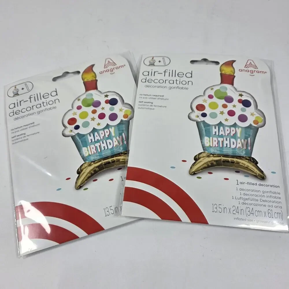 Anagram Happy Birthday Cupcake Balloons Air Filled Decoration 24in NEW